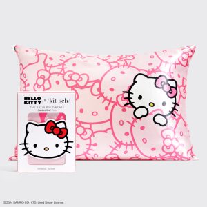 Kitsch x Hello Kitty Satin Pillowcase in Pink Hello Kitty Faces